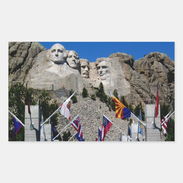 Pegatina Rectangular Recuerdo de la bandera del monte Rushmore Dakota (Anverso)