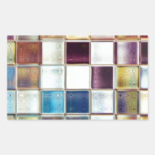 Pegatina Rectangular Recuerdos tropicales Mosaic Tile Art