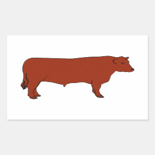 Pegatina Rectangular Red Angus Bull