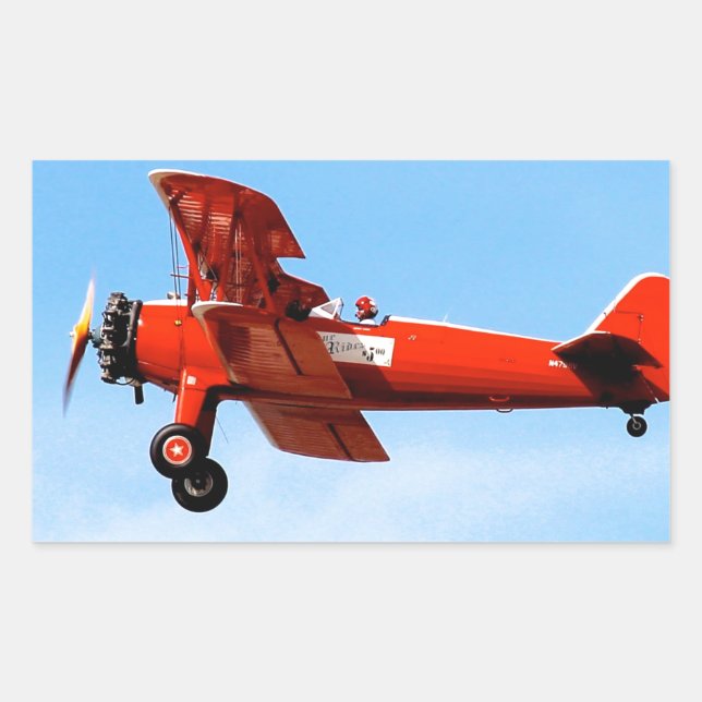 Pegatina Rectangular Red Baron Bi Plane (Anverso)