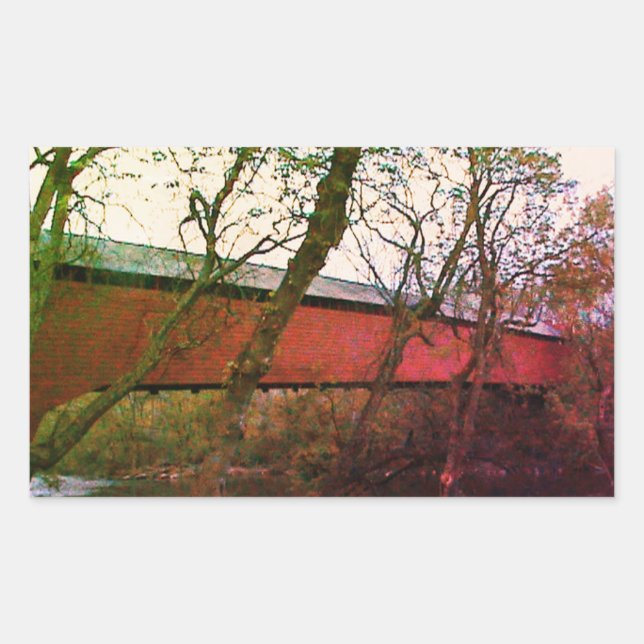 Pegatina Rectangular Red Bridge Stickers (Anverso)