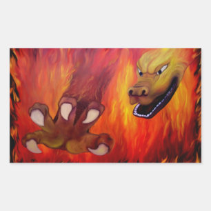 Pegatina Rectangular Red Dragon Claw
