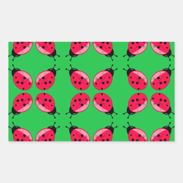 Pegatina Rectangular Red Ladybugs (Anverso)