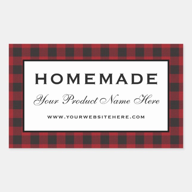 Pegatina Rectangular Red Plaid casero (Anverso)