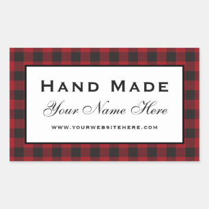 Pegatina Rectangular Red Plaid Hand Hade