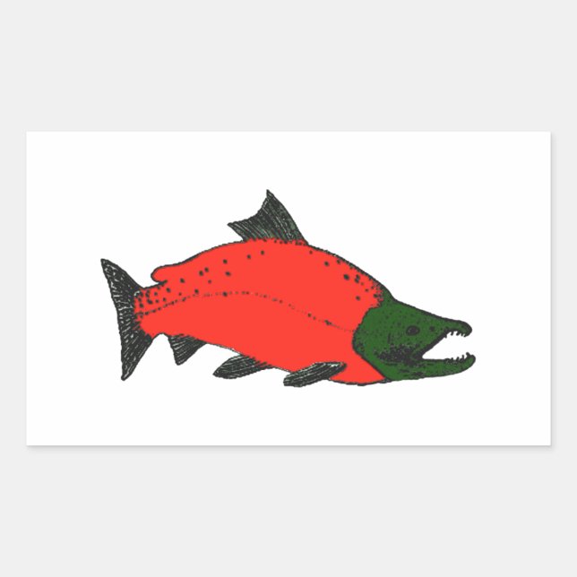 Pegatina Rectangular Red - Sockeye Salmon Art (Anverso)