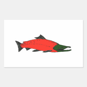 Pegatina Rectangular Red - Sockeye Salmon Art
