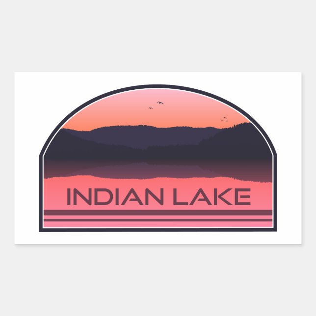 Pegatina Rectangular Red Sunrise de India Lake New York (Anverso)