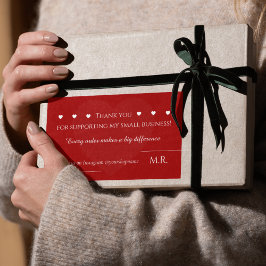 Pegatina Rectangular Red Thank You Sticker | Custom Business Label