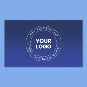 Pegatina Rectangular Reemplazo Fácil de Logo y Texto Gradiente Azul O