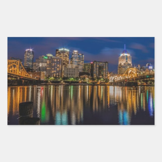 Pegatina Rectangular Reflexiones de Pittsburgh (Anverso)