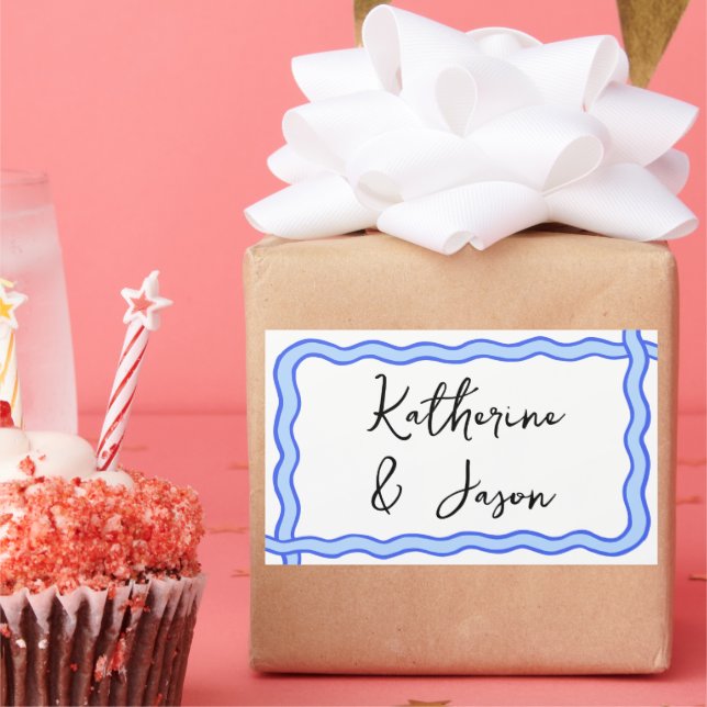 Pegatina Rectangular Regalo de agradecimiento caprichoso y ondulado ret (Fiesta)