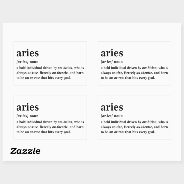 Pegatina Rectangular Regalo de astrología estética definición Aries (Hoja)