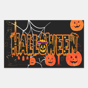 Pegatina Rectangular Regalo de calabaza de Halloween
