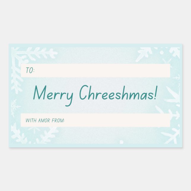 Pegatina Rectangular Regalo de copo de nieve de Feliz Navidad (Anverso)