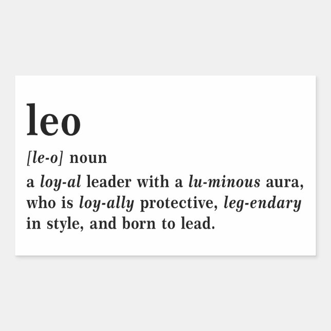 Pegatina Rectangular Regalo de definición estética astrología Leo (Anverso)