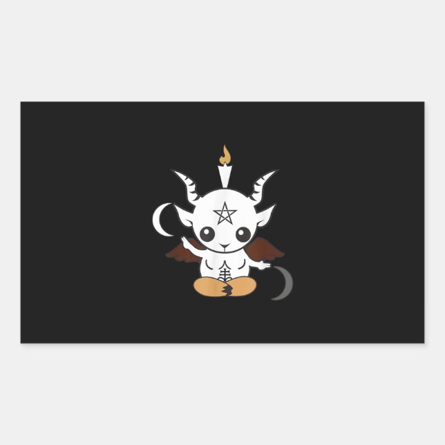 Pegatina Rectangular Regalo de Goat Baphomet Halloween (Anverso)