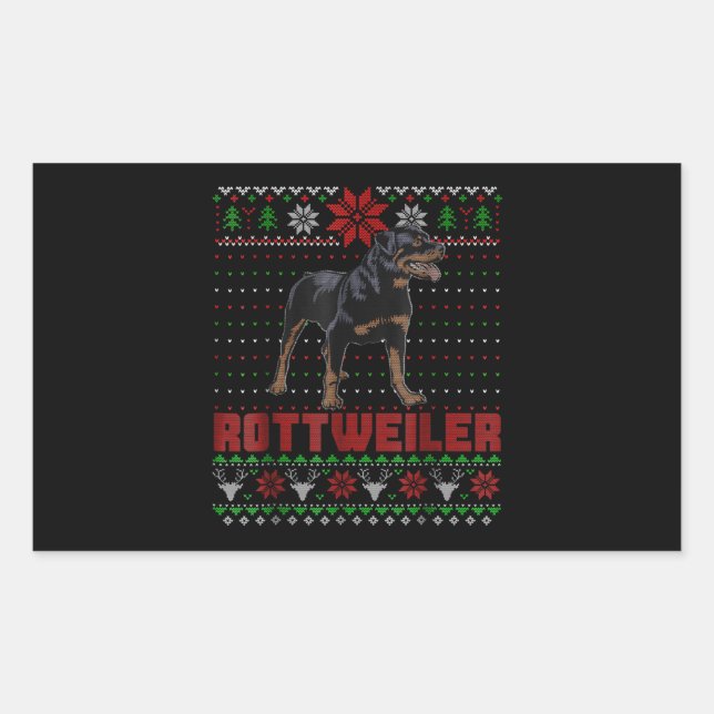 Pegatina Rectangular Regalo de perro| Feliz Navidad mi Rottweiler (Anverso)