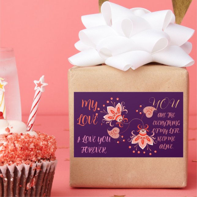 Pegatina Rectangular REGALO el día de San Valentín PARA NOVIA, ESPOSA,  (Fiesta)