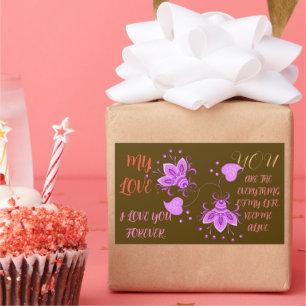 Pegatina Rectangular REGALO el día de San Valentín PARA NOVIA, ESPOSA,