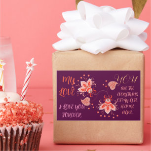 Pegatina Rectangular REGALO el día de San Valentín PARA NOVIA, ESPOSA, 