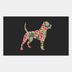 Pegatina Rectangular Regalo floral de lechón de Bulldog americano