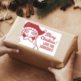 Pegatina Rectangular Regalo navideño de Santa Merry