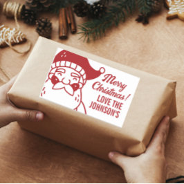 Pegatina Rectangular Regalo navideño de Santa Merry