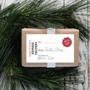 Pegatina Rectangular Regalo oficial de Santa Claus presente desde el Po