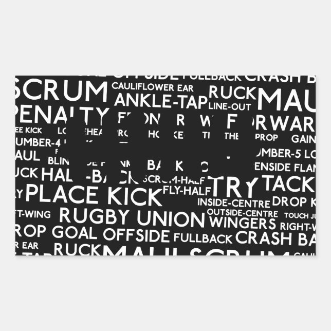 Pegatina Rectangular Regalos de Unión de Rugby (Anverso)