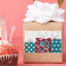 Regalos envueltos de vacaciones de color azul rojo