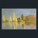 Pegatina Rectangular Regatta en Argenteuil por Claude Monet<br><div class="desc">Regatta de Argenteuil (1872) de Claude Monet es una pintura náutica de arte de estilo vintage. Se puede ver el reflejo de los veleros en el agua del lago. Un paseo marítimo con una carrera de yates o barcos en un soleado día de verano. Sobre el artista: Claude Monet (1840-1926)...</div>