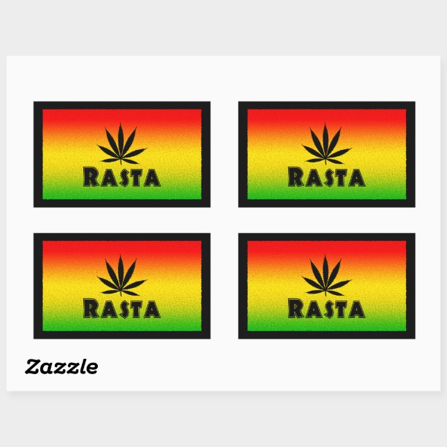 Pegatina Rectangular Reggae Rasta Rastafarian Leaf Rectangle Pegatinas (Hoja)