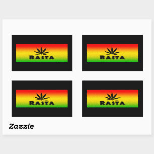 Pegatina Rectangular Reggae Rasta Rastafarian Leaf Rectangle Pegatinas