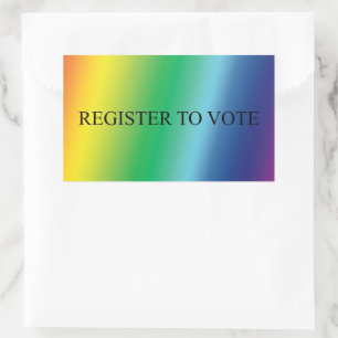 Pegatina Rectangular Regístrate para votar elegante tipografía orgullo