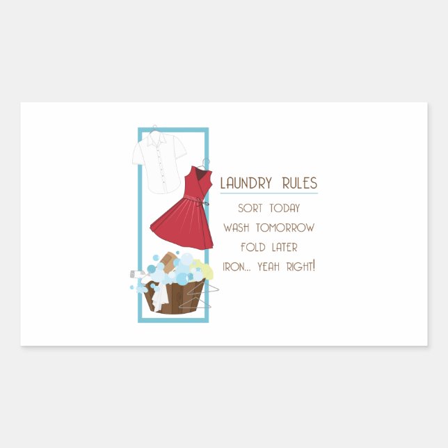 Pegatina Rectangular Reglas de lavandería (Anverso)