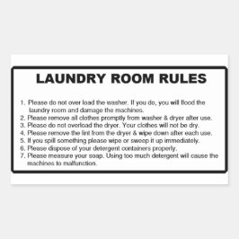 Pegatina Rectangular 'Reglas de lavandería' Lavadora Superposición de n