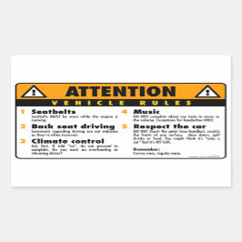 Pegatina Rectangular Reglas del vehículo - Original