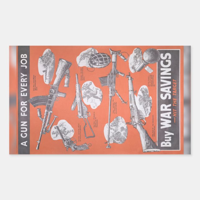 Pegatina Rectangular Reimpresión del poster británico en tiempos de gue (Anverso)