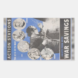 Pegatina Rectangular Reimpresión del poster británico en tiempos de gue