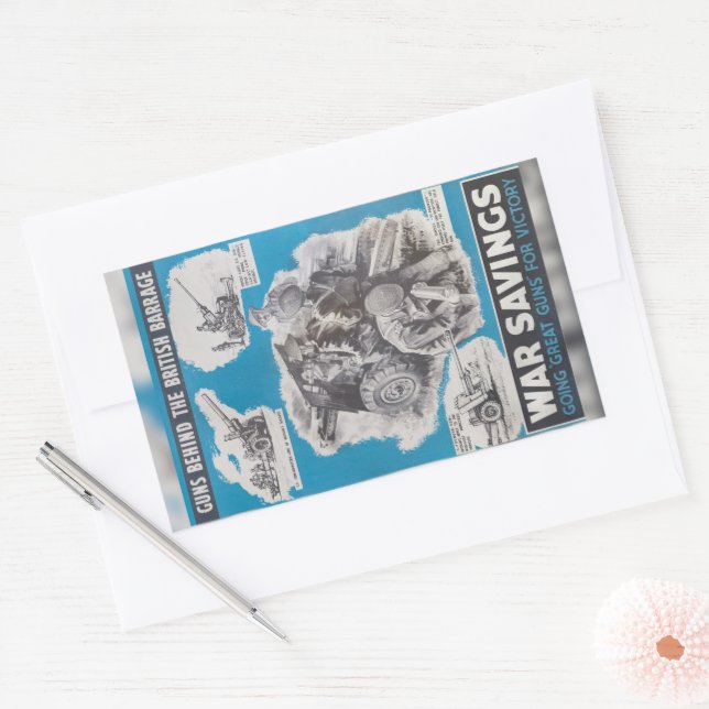 Pegatina Rectangular Reimpresión del poster británico en tiempos de gue (Sobre)