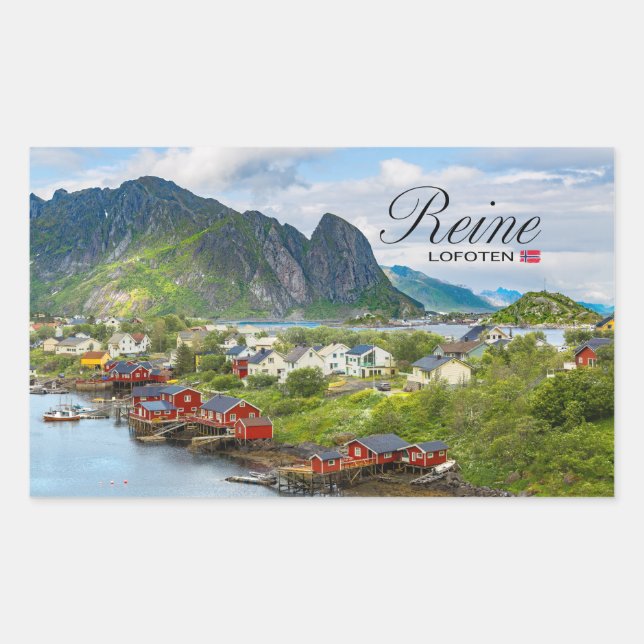 Pegatina Rectangular Reine auf den Lofoten (Anverso)