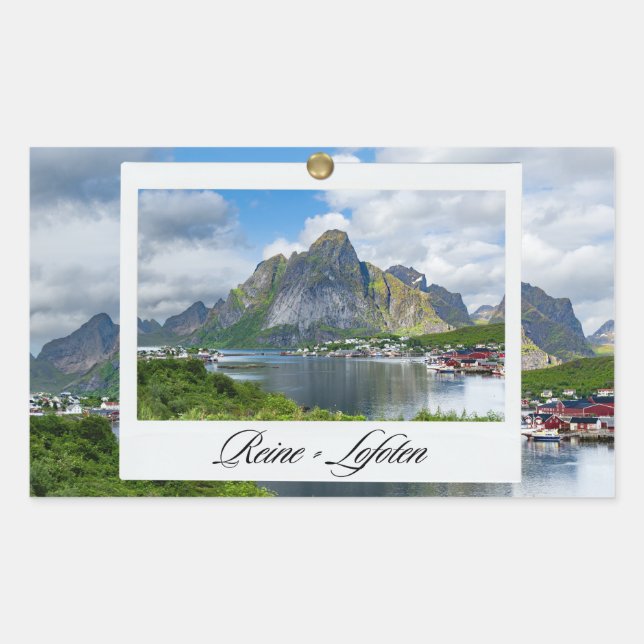Pegatina Rectangular Reine auf den Lofoten (Anverso)