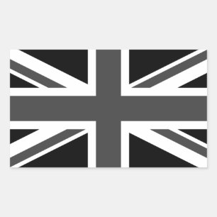 Pegatina Rectangular Reino Unido: Black Union Jack