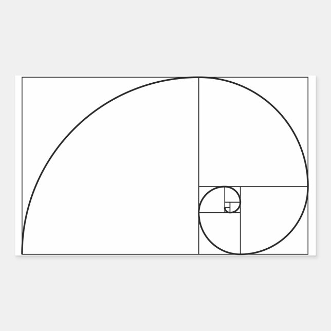 Pegatina Rectangular Relación de oro espiral fibonacci (Anverso)