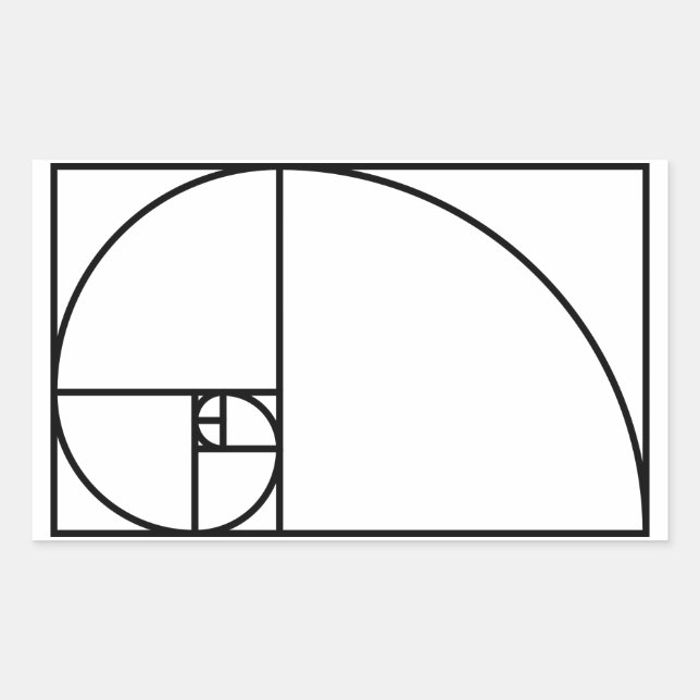 Pegatina Rectangular Relación de oro fibonacci - arte matemático único (Anverso)