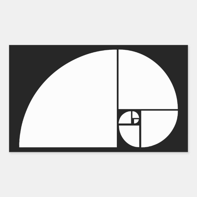 Pegatina Rectangular Relación dorada, espiral fibonacci (Anverso)