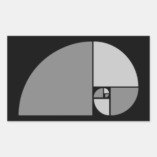 Pegatina Rectangular Relación dorada, espiral fibonacci