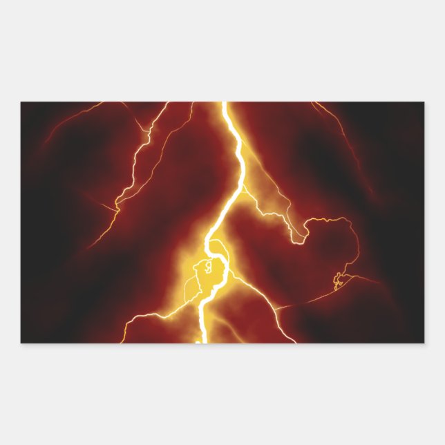 Pegatina Rectangular Relámpago (Anverso)