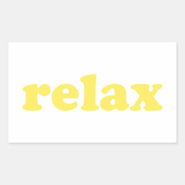 Pegatina Rectangular Relax amarillo moderno tipografía divertido